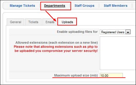 RSTickets!Pro limit file upload for each department